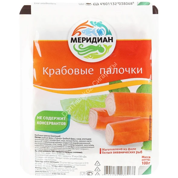Крабовые палочки Меридиан 100 г оптом 